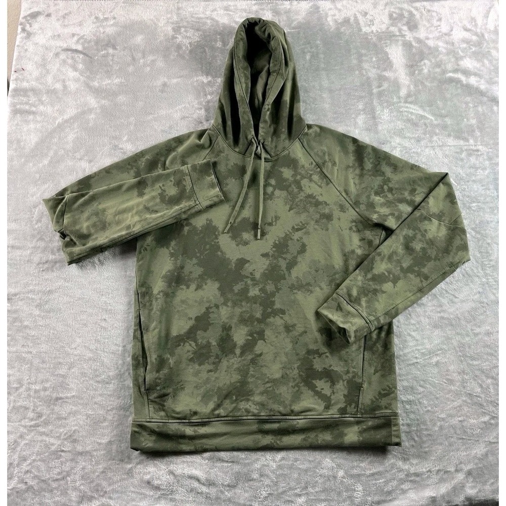 Lululemon City Sweat Hoodie Men Large Green Camo Tie Dye Athletic Pullover